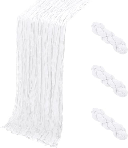 3 Pack White Cheesecloth Table Runner, 17 x 108 Inch, Gauze Cheese Cloth Table by Yorcari