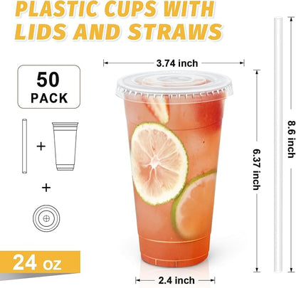 Clawsoff 50 Pack 24 oz Clear Plastic Cups - Image 2