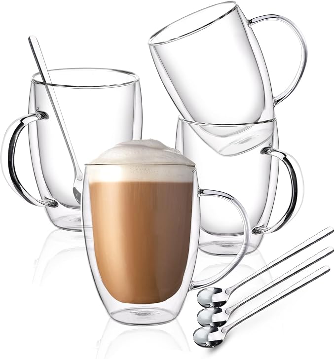 Double Wall Glass Coffee Mugs, Glass Coffee Mugs by FULGNU