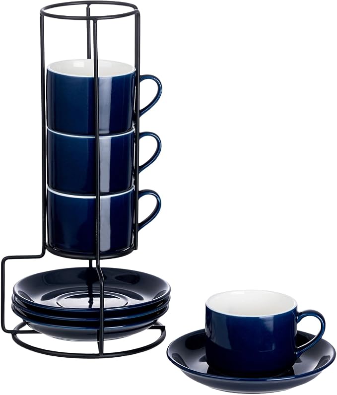 Espresso Cups Set of 4, 4oz Stackable Coffee Cups by MEICHU
