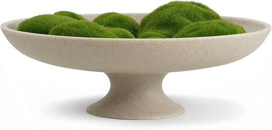 Large Decorative Bowl, Modern Pedestal Bowl for Home Decor, Decorative Fruit Bowl for Kitchen Counter, Stylish Key Bowls for Entry Table, 11.45”, Includes 10PCS Artificial Moss Rocks