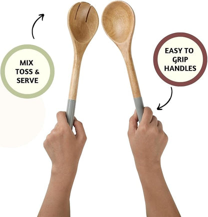 Folkulture Wooden Salad Servers, Salad Tongs - Image 3
