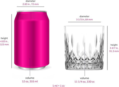 LAV Old Fashioned Glasses Set of 4 - Whiskey Glasses Set 11.25 Oz - Scotch for Men and Women - Barware Rocks Glasses for Home Bar and Dining