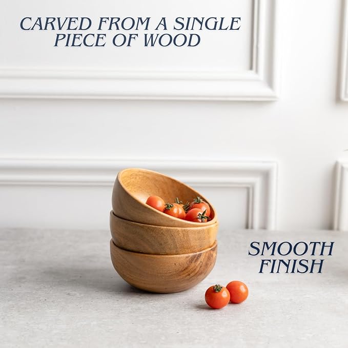 Set of 6 small acacia wood dessert bowls 4.2 * 2 inches | 8 oz capacity | - Image 5