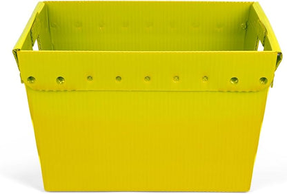 Hudson Exchange 18.25 x 13.25 x 11.75 (3 Pack) Corrugated Space Age Handled Storage Container Mail Tote, Yellow