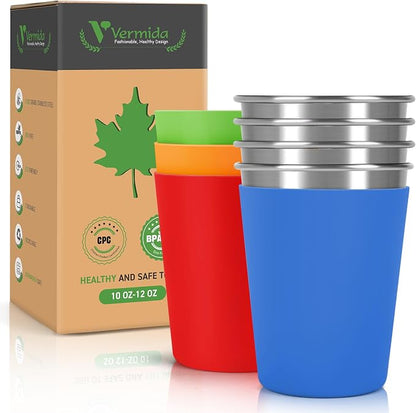 Stainless Steel Cups for Kids and Toddlers Stackable, 12oz Stainless Steel Kids by Vermida