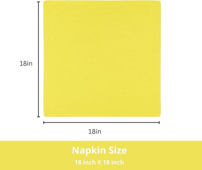 PurpleEssences Set of 12 Cloth Dinner Napkins 100% Cotton 18x18 Inch - Soft Durable Washable - Ideal for Farmhouse Party Christmas Holiday Winter - Perfect Everyday Use Table Linen - Yellow