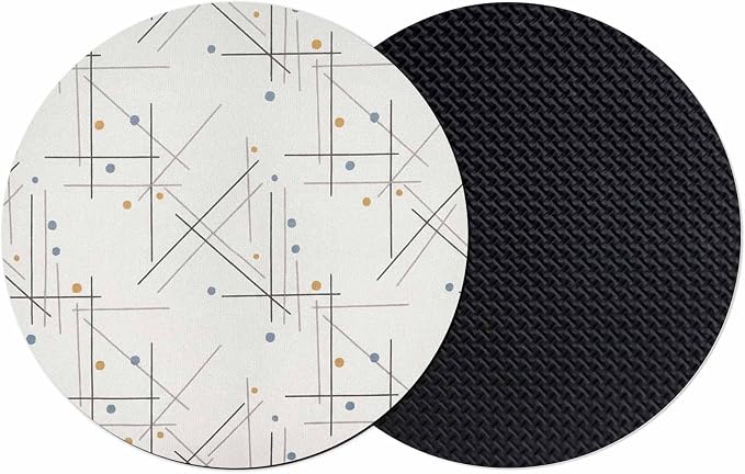 Modern Geometric Coasters Set of 2, Minimalist Lines Polka Dots Abstract Beige by PIEPLE