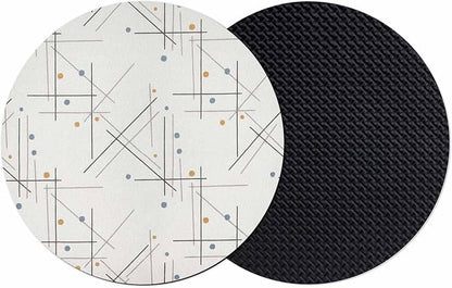Modern Geometric Coasters Set of 2, Minimalist Lines Polka Dots Abstract Beige by PIEPLE