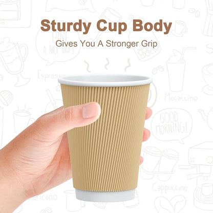 Hot Paper Cups 150 Pack Coffee Cups, Paper Coffee Cup 12 oz Disposable - Image 2