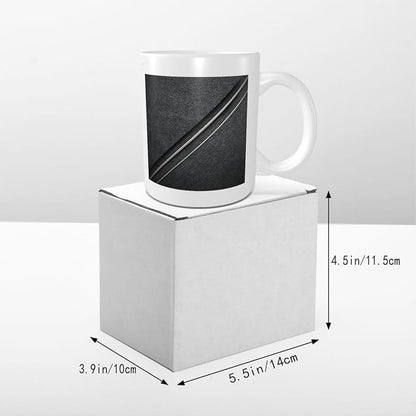 Thin White Lines Geometric Pattern Minimalist Ceramic Cup, Elegant Coffee Mug - Image 6