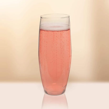 DISCOUNT PROMOS 10 ARC Stemless Champagne Flutes Set, 9 oz. - Cachet, Glassware, Cocktails - Clear