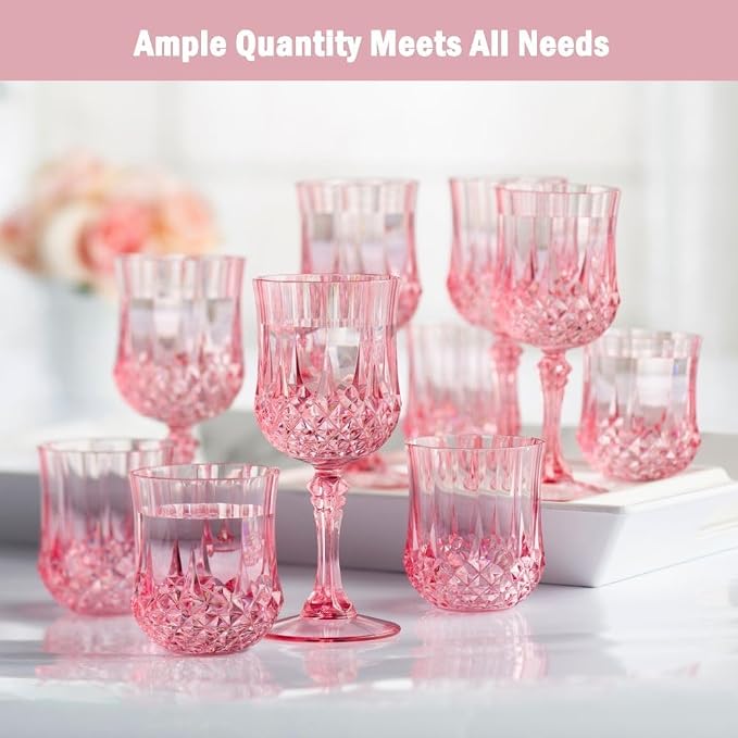 100Pack Plastic Wine Glasses, 7oz Vintage Goblets - Image 2