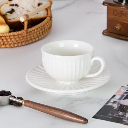 2 oz White Espresso Cups Set of 2, Ceramic Cappuccino Cups - Image 3