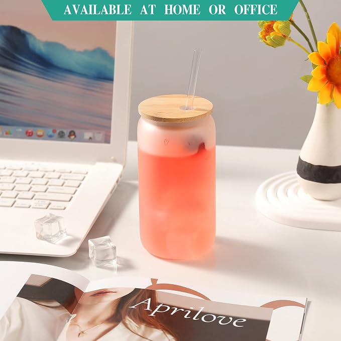 WHEATHUSK 20 Pack Sublimation Glass Cups Frosted 16oz Blanks Sublimation - Image 2