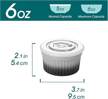 vancasso 6 oz Ramekins with Lid, Porcelain Creme Brulee Souffle Dishes - Image 2