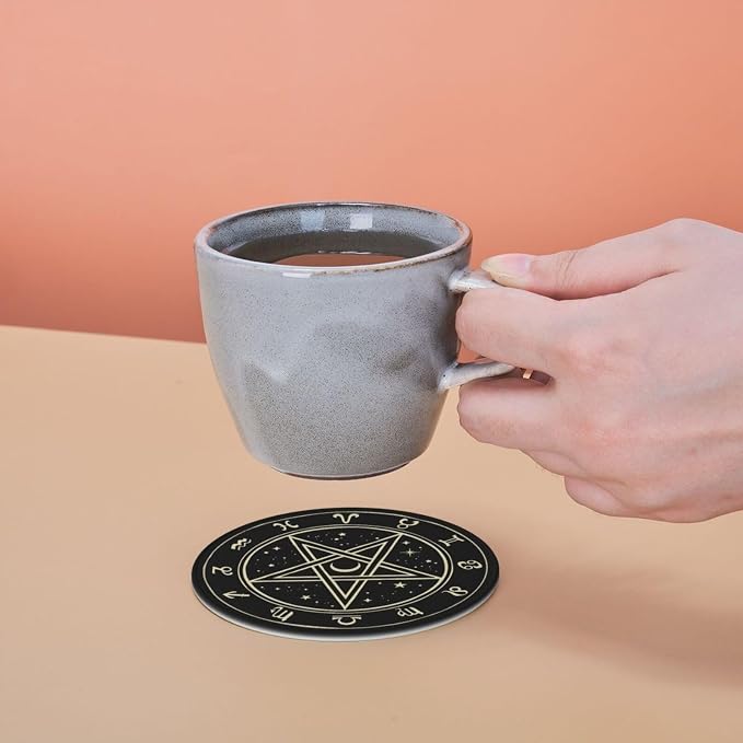 Celtic Wiccan Magic Pentagrams Leather Drinks Coasters - Image 6