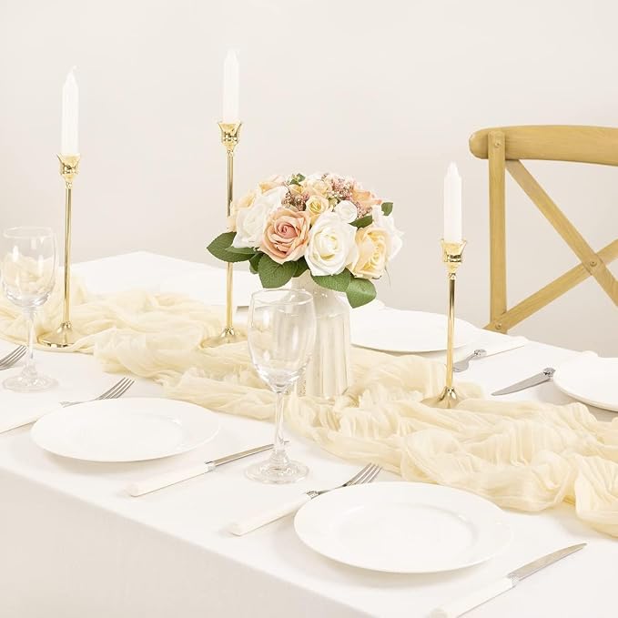 Beige Cheese Cloth Table Runner 10ft Sheer Rustic Gauze Table Decor | - Image 6