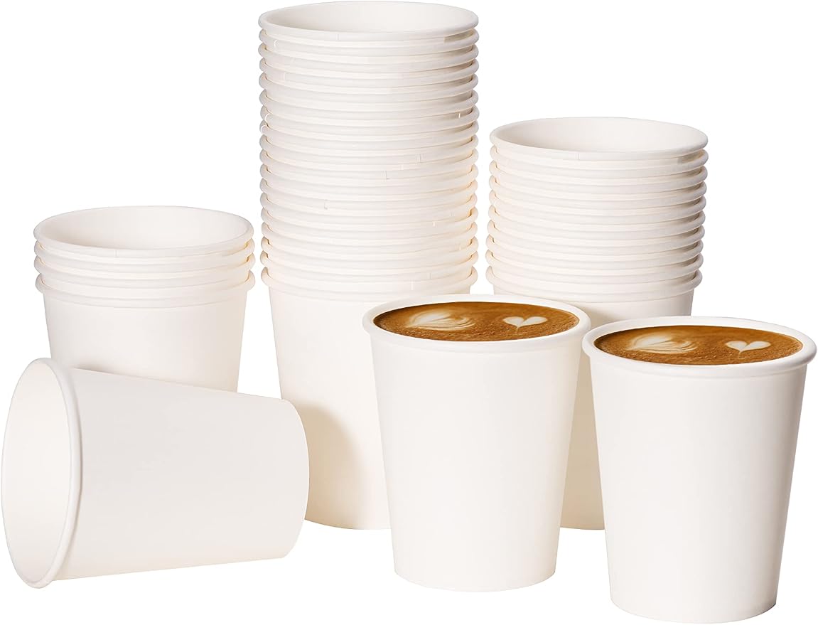 RACETOP 8 oz Disposable Paper Coffee Cups, 300 Pack | Leak-proof Paper by RACETOP
