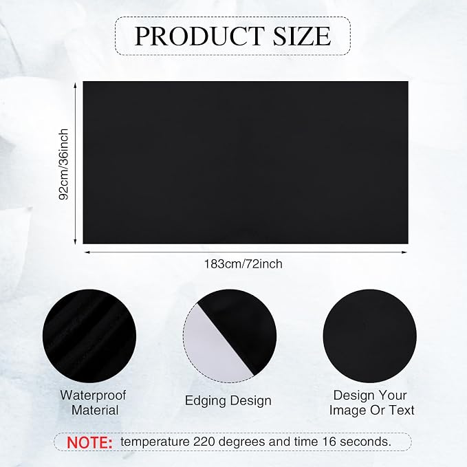 2 Pcs Black Sublimation Table Runners Blanks 36 x 72 Inch Polyester Table - Image 2