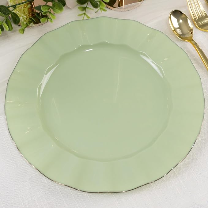 Efavormart 10 Pack | Sage Green 11" Round Plastic Dinner Plates, Disposable - Image 4