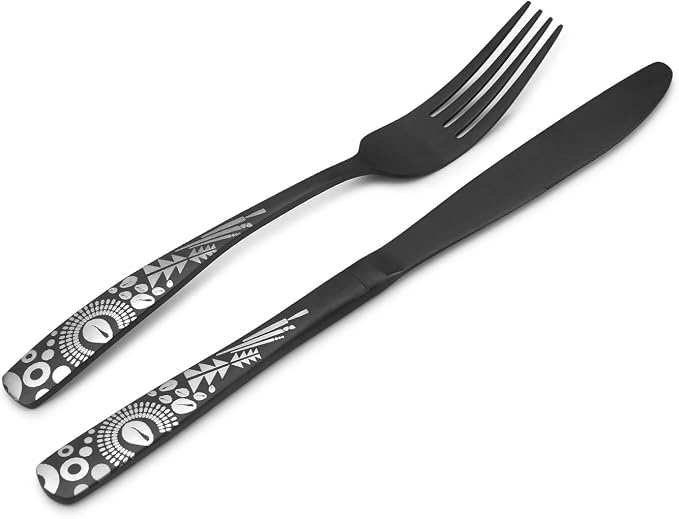Matte Black Silverware Set, Bysta 40-Piece Stainless Steel Flatware Set - Image 3
