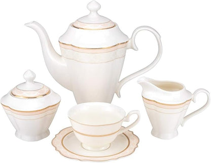 Euro Porcelain 57-pc Banquet Dinnerware Set, Luxury Bone China Tableware, Service for 8 (6664G) 6664-20