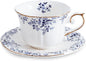 Ceramic Floral Cups with Saucers，7 oz Espresso Cups by Unknown