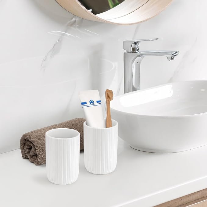 Bathroom Tumbler Cup Ceramic 12.6oz Reusable Toothbrush Cup 375ml, Toothbrush - Image 2
