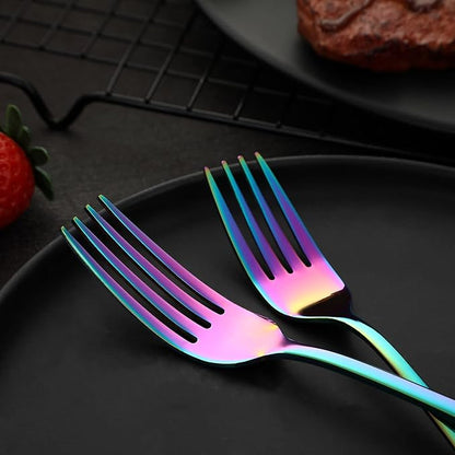 VANDBAO Rainbow Flatware Cutlery Silverware Set 20 Pieces, Stainless Steel - Image 4