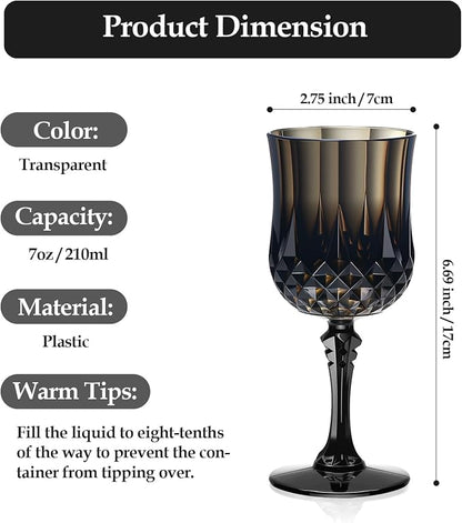 XUWAIDSGN 7oz Plastic Vintage Wine Glasses Drinking Glasses Unbreakable Wedding - Image 2