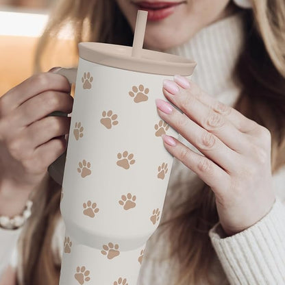 Paw Print Tumbler with Handle, Gifts - Image 6