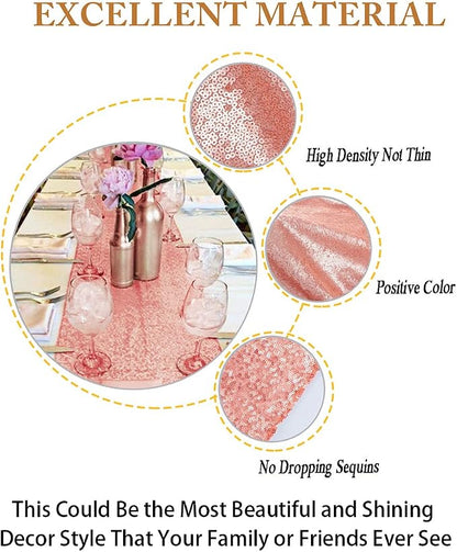 ShiDianYi 12''x72'' Blush Pink Sequin Table Runner - Image 4