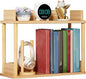 Desktop Organizer Shelf, Multi Tier Wood Tabletop Bookshelf, Space Saving Countertop Storage Rack for Office, Bedroom, Living Room(Light Walnut,19.6 * 7.8 * 14.5in)