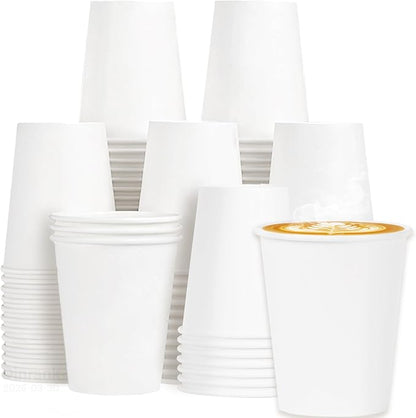8 oz Paper Cups Small Disposable, 100 Pack White Paper Cups by DrinkGreenLiveClean