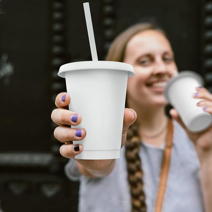 16 oz Reusable White Plastic Cups - Image 6