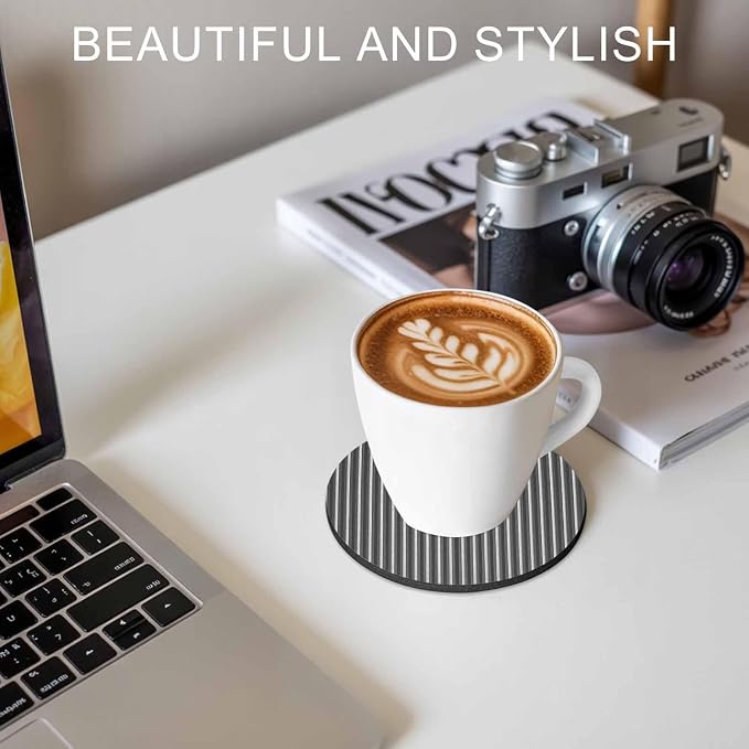 Geometric Grey Coasters Set of 2, Abstract Contemporary Minimalist Line Soft - Image 7