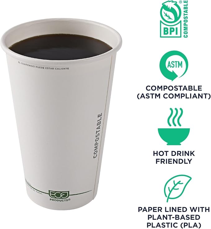ECO PRODUCTS GreenStripe Disposable Paper Hot Cups, 16 oz, Paper To-Go Cups - Image 4