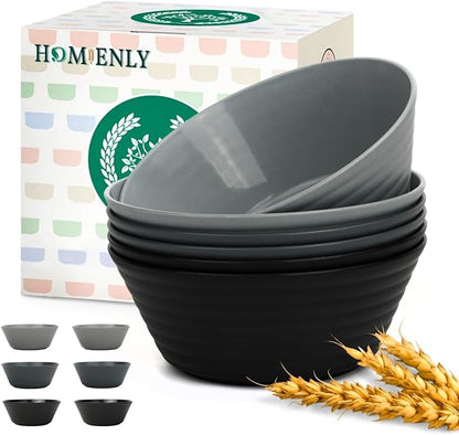 Wheat Straw Bowls 50 OZ, Reusable Unbreakable Large Cereal Bowls Soup Bowl Set by HOMIENLY