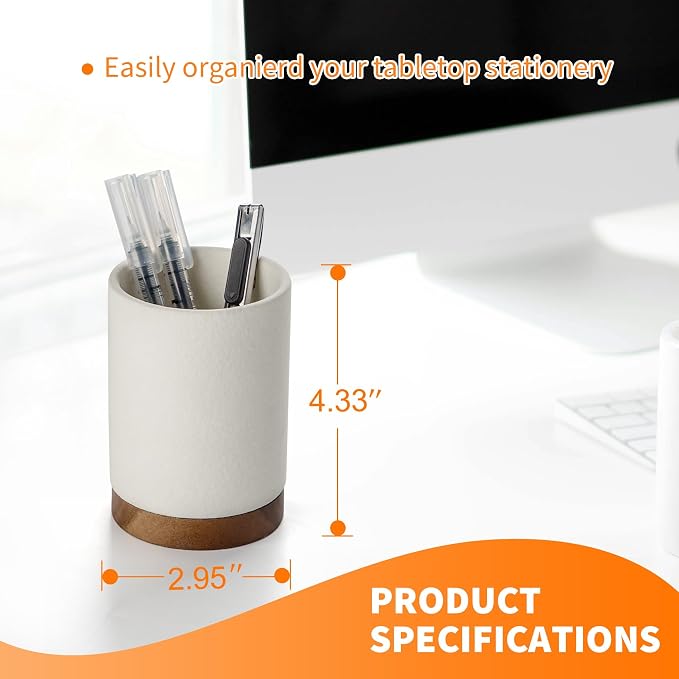 Ceramic Pen Holder for Desk, Pencil Cup, | Organizer and Makeup Brush Holder - Image 3