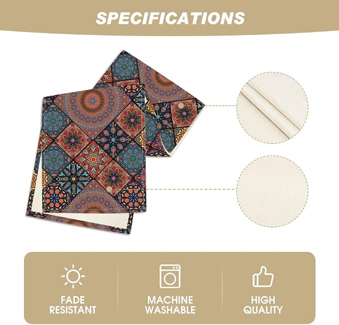 Artoid Mode Boho A Bohemia Style Table Runner, Vintage Rustic Farmhouse Kitchen - Image 5