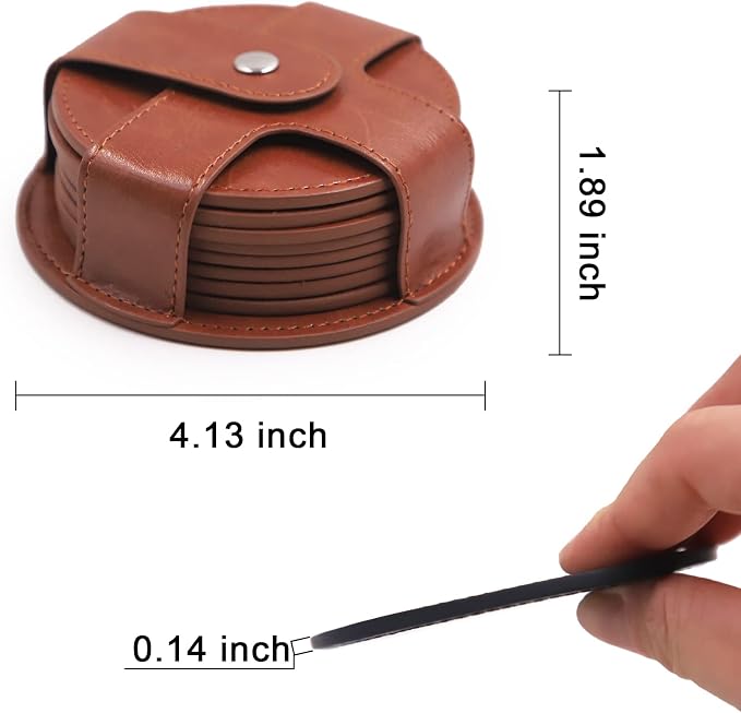 TOSSOW PU Leather Coaster 8 Pcs - Image 2