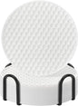 Coasters Set of 6 with Holder,Coasters for Drinks,Coffee Table Decor Coaster,Suitable for Kinds Cups,Anti-Slip,Non-Stick,Silicone Cup Coaster and Living Room Decor (6 Pcs, White)