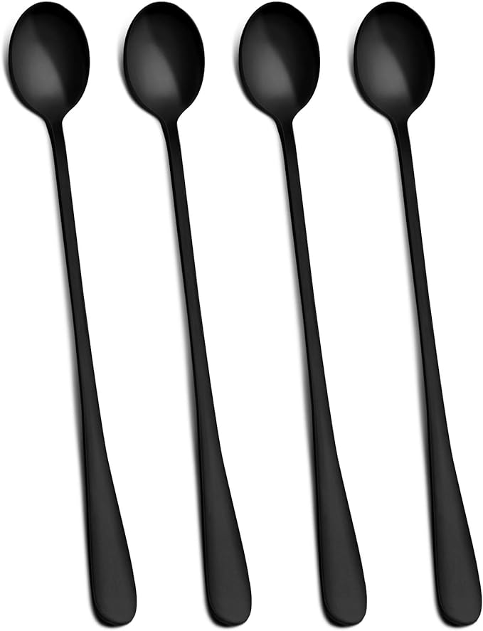Hiware Matte Black 9-Inch Long Handle Iced Tea Spoons, Coffee Spoon, Ice Cream by HIWARE