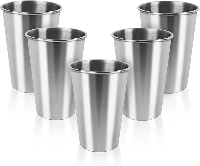 5 Pack Stainless Steel Cups, 17oz Metal Drinking Glasses, Suitable by YOLCAR