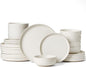 Famiware Milkyway 24-Piece Stoneware Dinnerware Set, Matte Beige White | Plates by Famiware