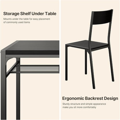 Gizoon Dining Table Set for 2, 3 Piece Kitchen Table with 2 Chairs for Small Space, Apartment, Kitchen, Dining Room, Space-Saving