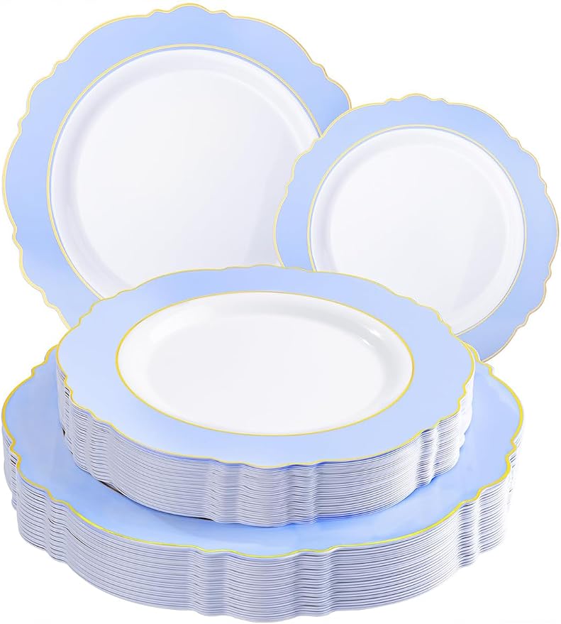 60pcs Blue Plates Disposable by WDF