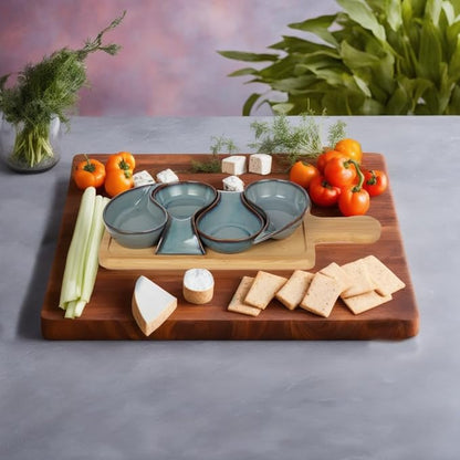 5-pc Porcelain Mini dip bowls for parties, Condiment serving tray, Mini Serving dishes for Olives, Nuts, Toppings; Ideal gift set for any occasion