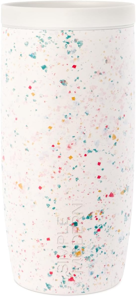 Simple Modern Insulated Travel Coffee Mug 360° Lid | 16oz | Terrazzo | Voyager by Unknown